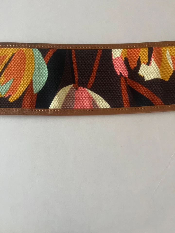 Wide Multiclor Cotton Cow Leather Belt High Waist Hip Plus Size L Italy 33-37 - Image 4 of 4