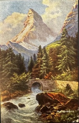 1907 The Matterhorn Pennine Alps Switzerland Colour Vintage Postcard