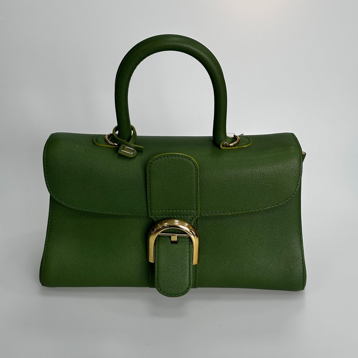 Delvaux Brilliant PM Green Leather Top Handle Shoulder Crossbody Bag