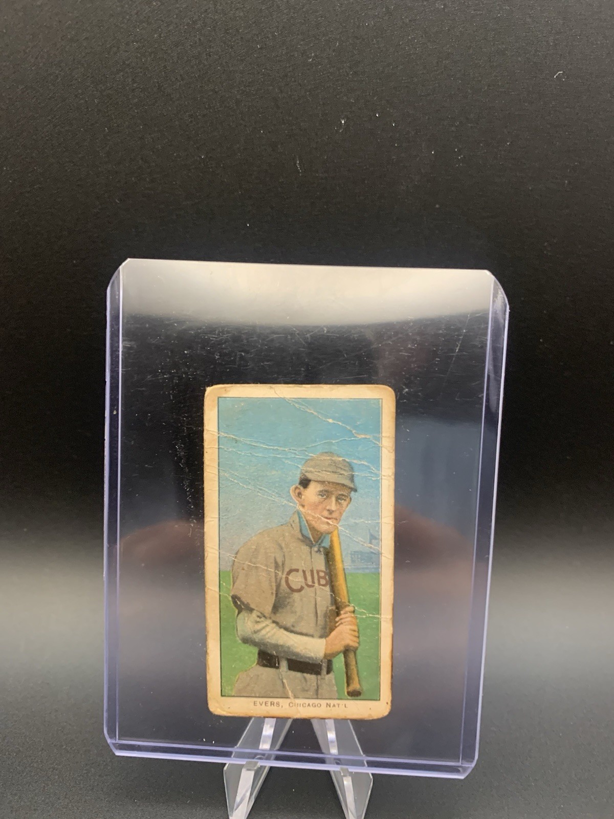 1909-11 T206 - Johnny Evers Sweet Caporal 150 Back With Bat PR
