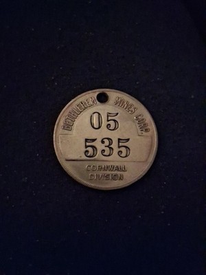 Bethlehem Mines Corp 05-535 Cornwall Division Check Token  Excellent Condition