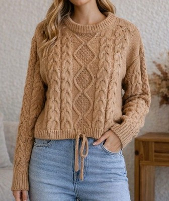 Self Esteem Sweater Womens Large Brown Drawstring Bottom