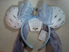Disney Parks Elsa Frozen Sparkle Blue and White Minnie Ears Headband New