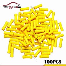 100Pcs 12-10 Gauge Vinyl Fully Insulated Copper Wire Butt Connectors Yellow New