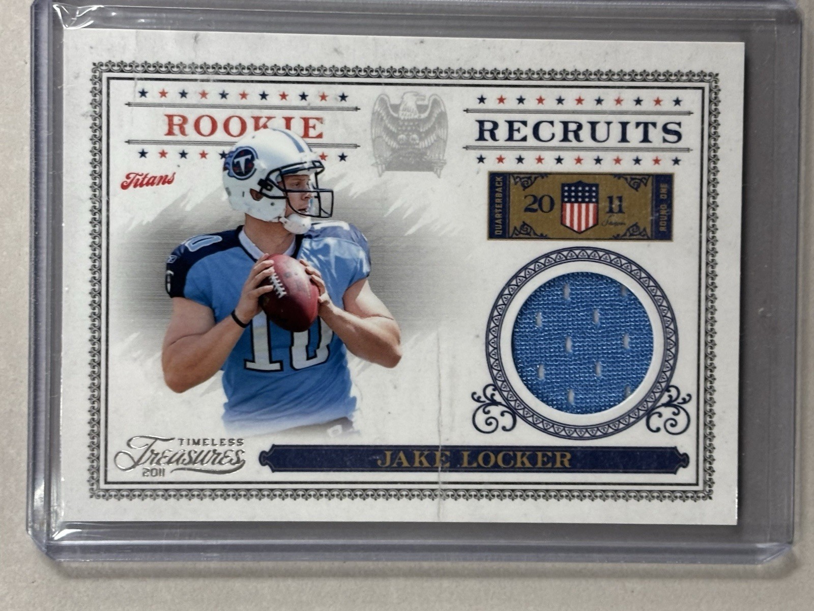 Jake Locker Panini Timeless Treasures Rookie Recruits #19 Material