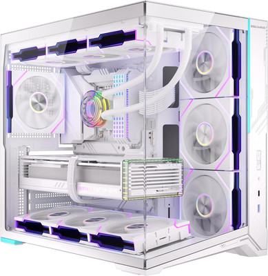 ATX Mid Tower PC Case 360MM RAD Support, 8° Slanted Base, 270° Full View Tempere