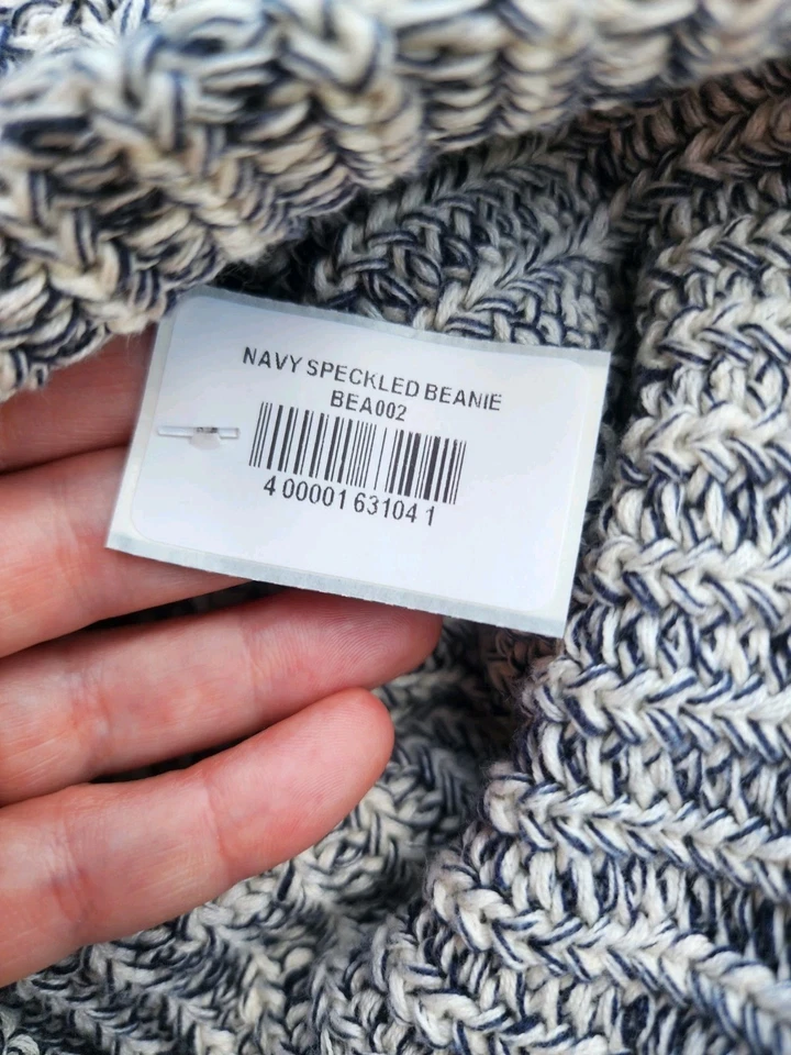 Love Your Melon Speckled Navy & White Beanie Knit Hat Slouch Women's Oversized - Image 4 of 4