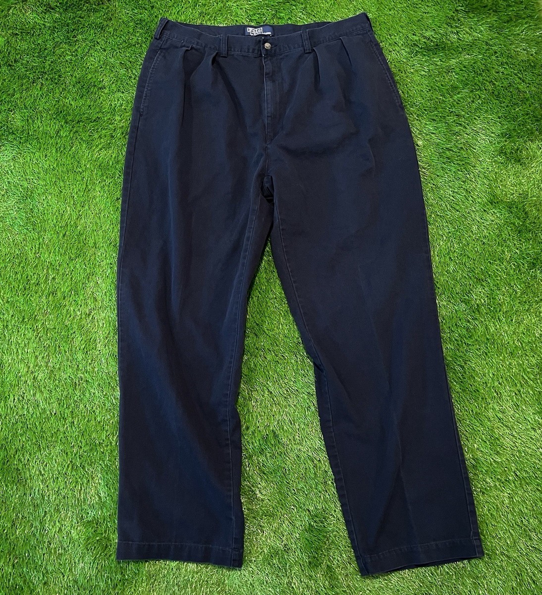 Vintage Polo Chino Ralph Lauren 90s Pants Navy Blue Pleated 41381