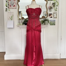 Vintage 2000s May Queen Beaded Satin Ruffle Prom Dress