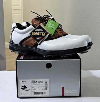 ECCO Men's Classic GTX Golf Shoes Size 11-11.5 White/Coffee/Cognac NIB