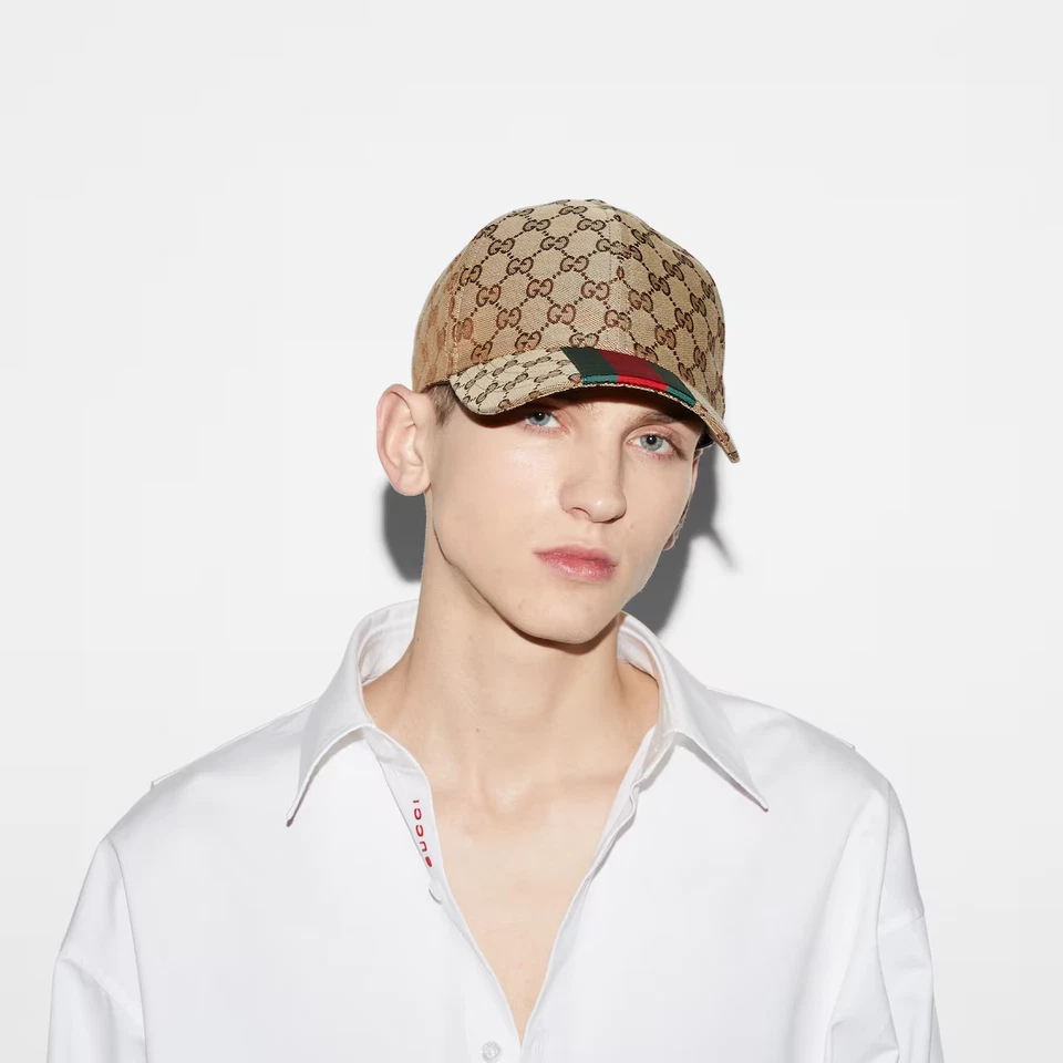 Gucci GG Monogram Center Web Canvas Baseball Cap Head Hat Beige Size M - Image 2 of 4