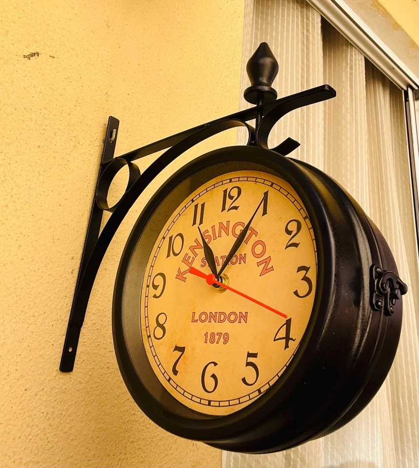 Victoria Station Reloj Doble Cara Grande 8"" Estación de Ferrocarril Reloj de Pared Foto 3 de 4