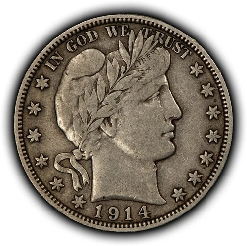 1914 50c Silver Barber Half Dollar - Original VF+ Key Date - SKU-B5688