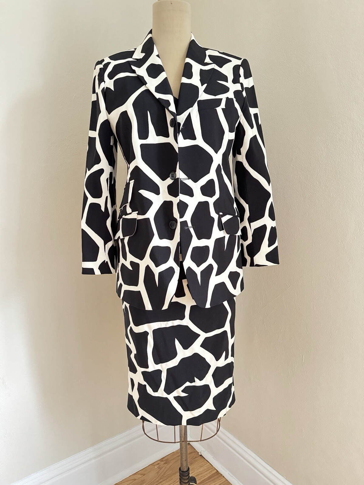 Vintage JOHN GALLIANO Pc Ivory/Black Dress Blazer Set Sz /40 FR