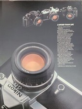 1980's Original Vintage Magazine Ad Retro Camera Nikon