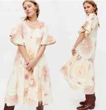 URBAN OUTFITTERS Total Eclipse Printed Midi Dress XS - Sun Moon Boho NWOT