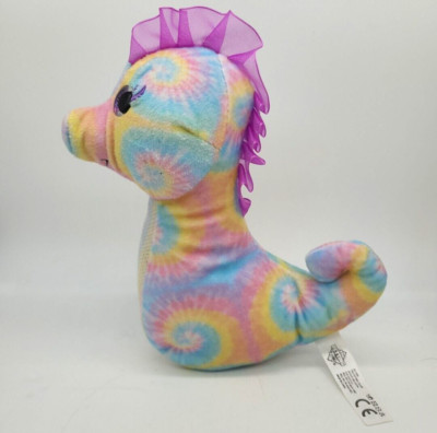 The Petting Zoo Pastel Tye dye Seahorse Plush 7'' Stuffed Animal VGUC