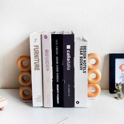 1 Paar Buchstützen Holzen Donut Lustiges Buchstütze Buchständer Bücherhalter