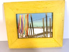 Yellow Wooden Frame Robin Renee Hixs "Colorful Corner" Print Rustic Look 8"x10"