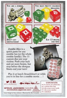 Steve Jackson Games – Zombie Dice Deluxe, Würfelspiel Mit Durchsichtigen Würfeln & Trockenlösch-Punktekarten