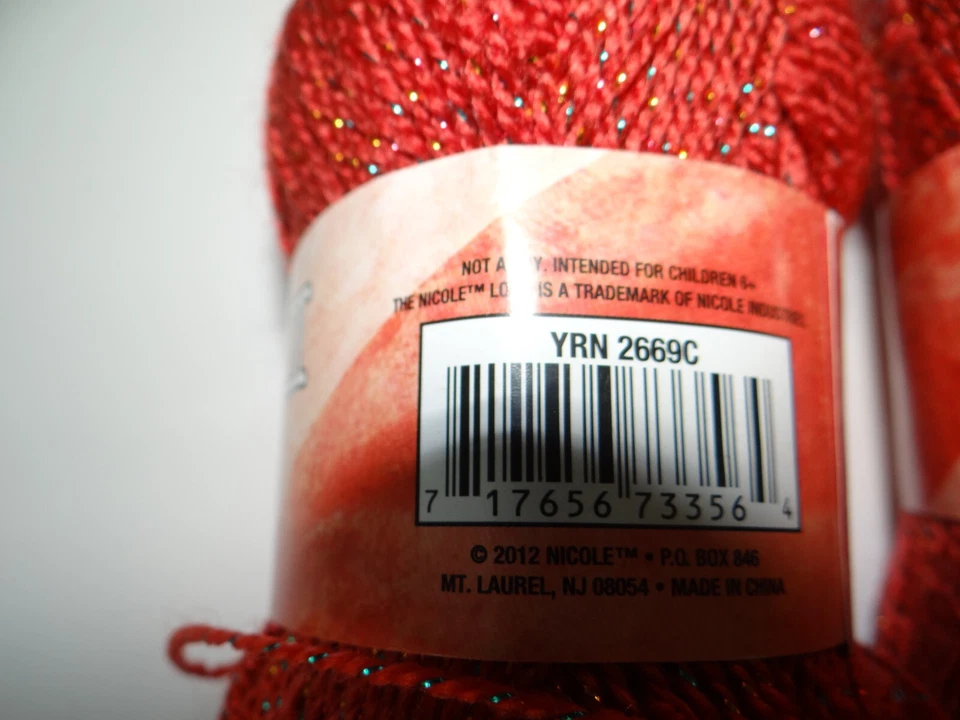 Nicole Fashion II Yarn Lot of 5 Skeins 95% Acrylic 5% Metallic 50 g. - Image 3 of 4