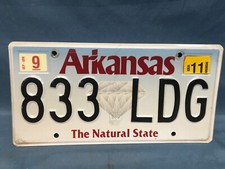 Arkansas "The Natural State" License Plate 833 LDG