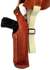 Right Hand Brown Leather Basketweave Vertical Shoulder Holster for BERETTA 92A1