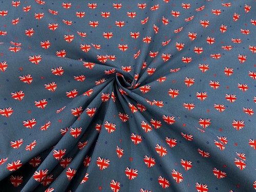 Union Jack Scatter Fabric Polycotton Poplin British Flag for Bunting Dressmaking - Picture 8 of 17