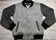 Ring Of Fire Boy Large 7 Grey Black Button Up Long Sleeve Pocket Soft Jacket