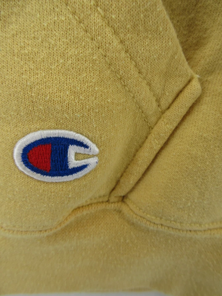 Sudadera DE COLECCIÓN Champion Mujer Mediana Amarilla Pullover Sudadera con Capucha Corte en Blanco Años 90 * Foto 4 de 4