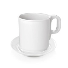 15x Becher 250 ml Melamin wei&szlig; Kaffetasse bruchfest