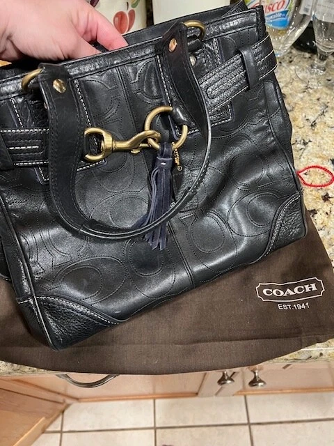 Borsa a tracolla Coach Hampton in pelle nera modello C nappa