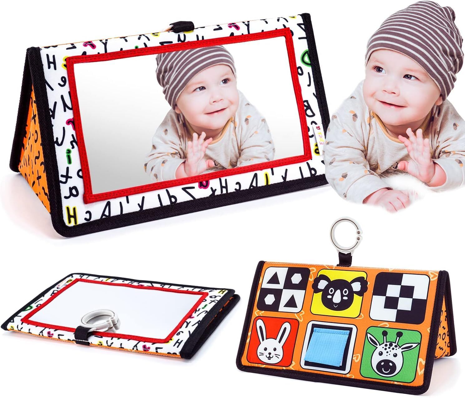 Baby Mirror Toys for Tummy Time, Newborn Infant Toys 0-6 6-12 Months, Baby Fl...
