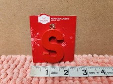 Holiday Time Christmas Ornament Monogram Letter "S" Mini Ornament Red 2" NEW