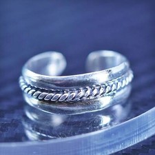 sterling silver 925 handmade beaded ring open band with cable details