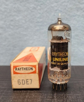 1- Raytheon 6DE7 Vacuum Tube NOS/NIB Tested Black Plates