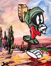 CORBELLIC MARVIN MARTIAN 12X16 RETRO CARTOON CONTEMPORARY ORIGINAL INTERIOR ART