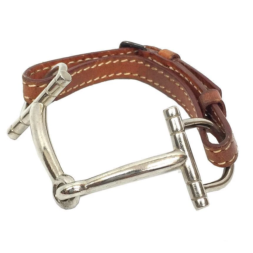 Hermes horsebit bracelet AG925 leather color Silver Brown hardware