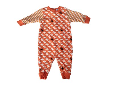 Old Navy Baby Pijamas Orange Spooky Cat Halloween Size 3-6