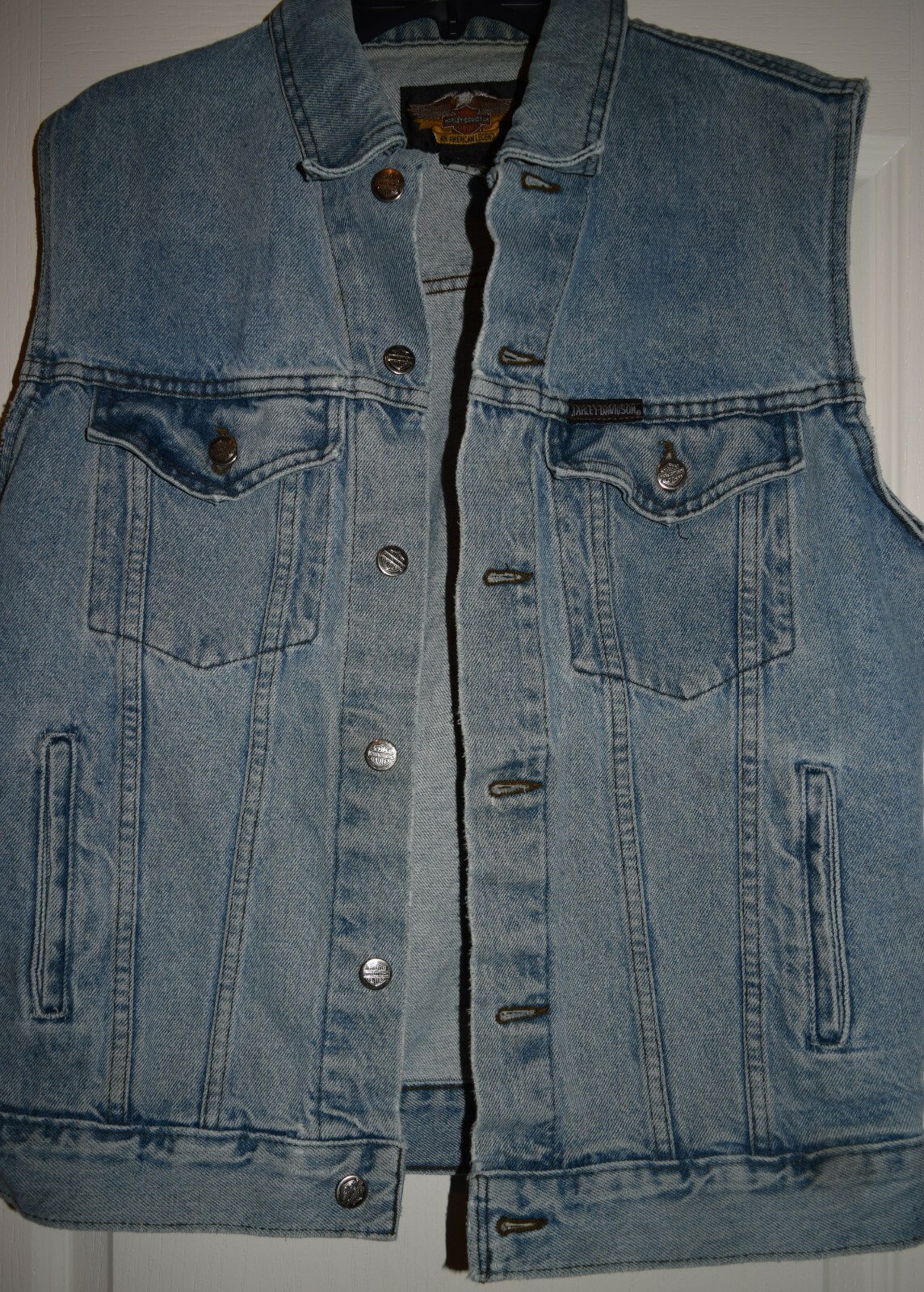 Harley Davidson Sleeveless Denim Jean Jacket Women's … Gem