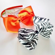 Girls Gymboree Crazy 8 Bow Headbands Set Of 2 Color Orange Black White Zebra