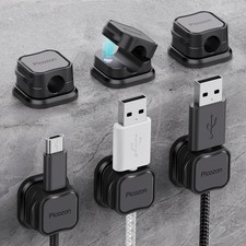 6 Pack Magnetic Cable Clip Organizer Cord Holder, Picozon of 6, Black