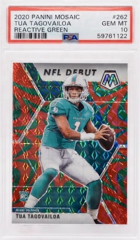 2020Tua Tagovailoa RC Mosaic Prizm Reactive Green NFL Debut #262 PSA 10 GEM 🔥