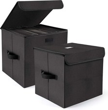 2 Pack Record Storage Box Stackable Vinyl Record Holder Large Capacity Record...