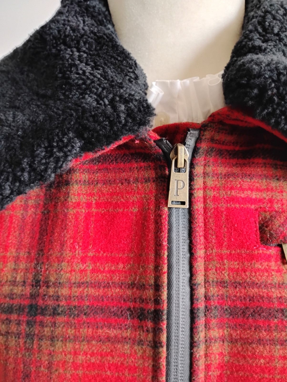 Pendleton Wool Blend Shearling Collar Red Black P… - image 8