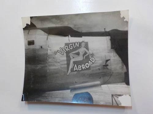 WW2 Photo Military Aircraft Nose Cone Art Girl No Clothing Photograph VTG WWII