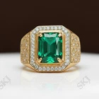 Emerald Gemstone Handmade With 925 Sterling Silver Men's Stylish Ring All Size