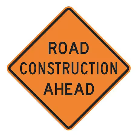 Lyle W20-1Z-30Ha Road Construction Ahead Traffic Sign, 30 In Height, 30 In