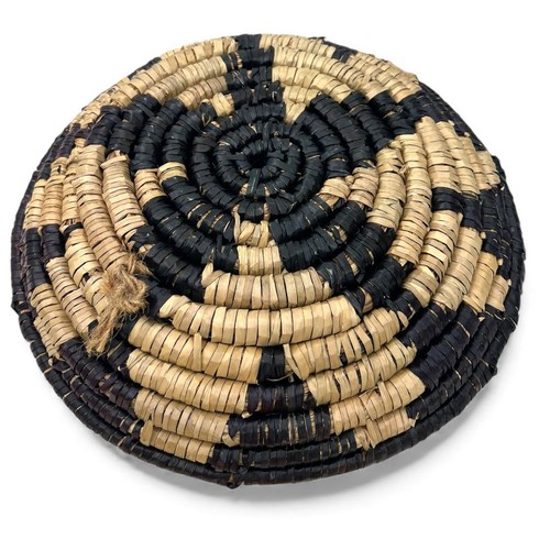 Vintage Artisan Hopi coiled basket woven bowl Wall hanging catch all 26"  - 第 2/4 張圖片