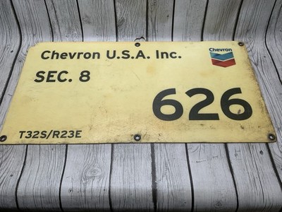 Chevron Oil Well Lease Identification Sign #626 Plastic